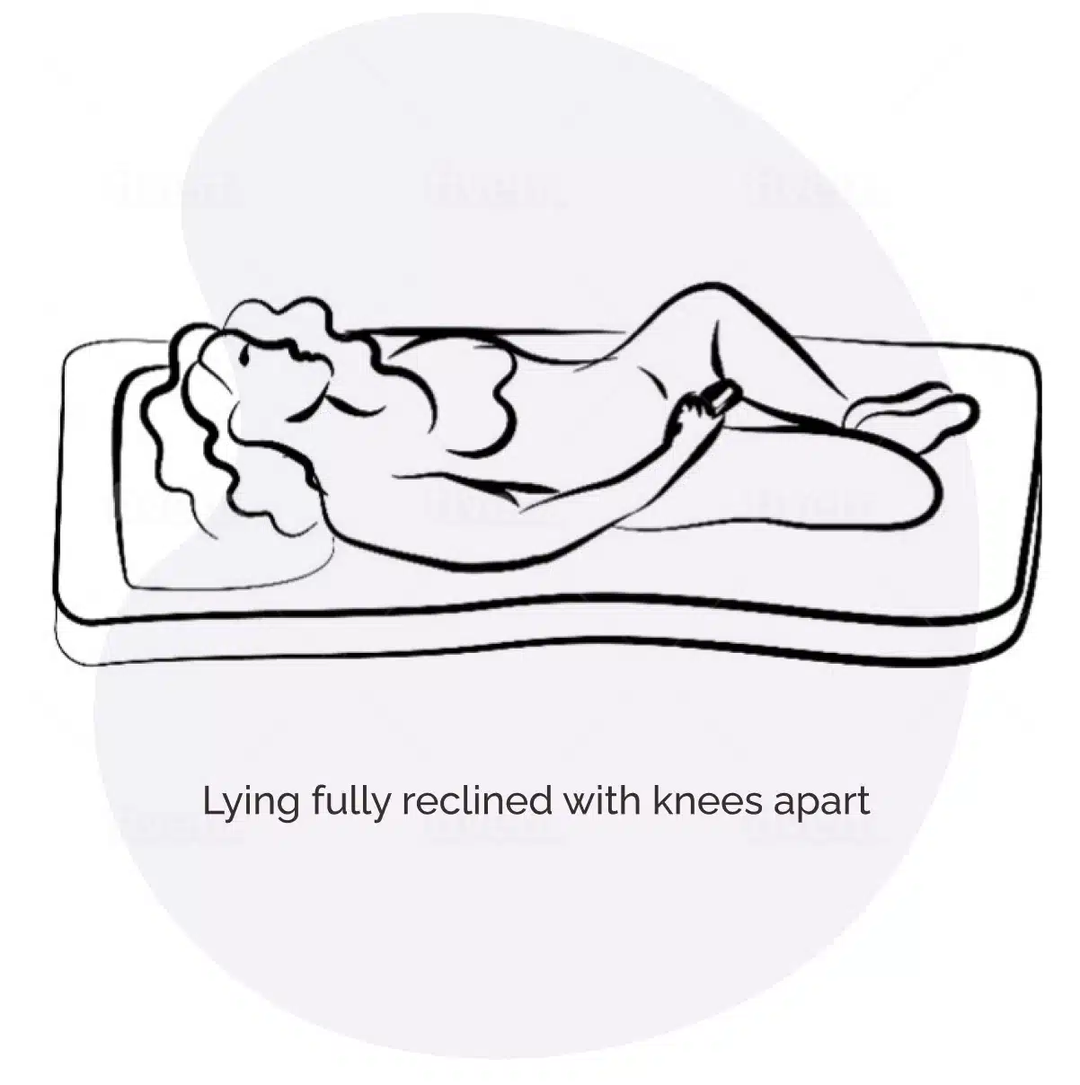 Lying fully reclined with knees apart