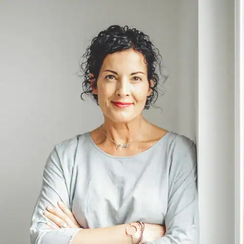happy, confident woman looking at camera
